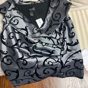 Xscape Silver/Black Sleeveless Top